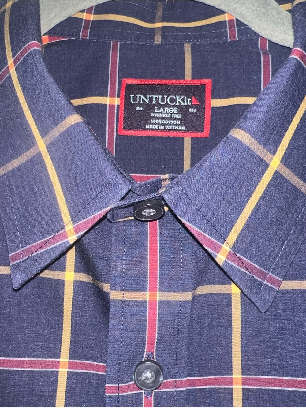 UNTUCKit Georgio WF Slim Fit Blue Red Plaid Button Down Shirt Men's Size Medium